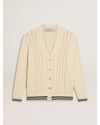 Golden Goose - Cotton Cardigan With A Cable Pattern And Ribbing - Lyst