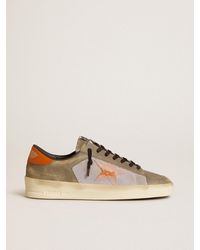 Golden Goose - Stardan Ltd En Cuir Gris Et En Résille Avec Étoile Et Contrefort En Cuir, Homme, Taille - Lyst