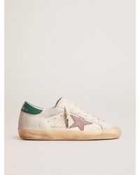 Golden Goose - Super-Star Ltd En Daim Avec Étoile En Cuir Rose Et Contrefort Vert, Femme, Taille - Lyst