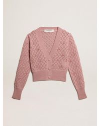 Golden Goose - Openwork Cotton Cropped Cardigan With Decorative Crystals - Lyst