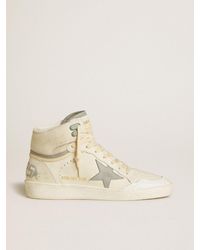 Golden Goose - Sky-Star Pour Femme En Cuir Avec Étoile En Cuir Bleu Et Contrefort Blanc, Femme, Taille - Lyst