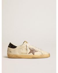 Golden Goose - Super-Star Ltd Avec Étoile En Cuir Lamé Et Contrefort À Paillettes Noires, Femme, Taille - Lyst