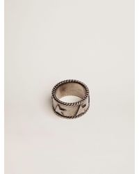 Golden Goose Timeless Jewelmates Collection Band Ring In Antique Silver Colour - Metallic
