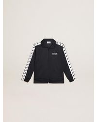 Golden Goose - Dark Zipped Sweatshirt With Strip And Contrasting Stars - Lyst