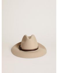 Golden Goose - Journey Collection Dove- Fedora Hat With Leather Strap - Lyst