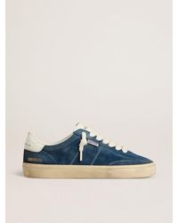 Golden Goose - Soul Star Pour Homme En Daim Bleu Avec Contrefort En Cuir Blanc, Homme, Taille - Lyst