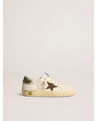 Golden Goose - Super-Star Junior En Cuir Nappa Avec Étoile En Daim Et Contrefort Vert, Homme, Taille - Lyst