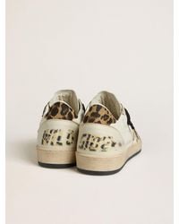 Golden Goose - Ball Star Wishes Pour Homme Avec Étoile En Cuir Velours Et Contrefort En Cuir Façon Poulain Imprimé Léopard, Homme, Taille - Lyst