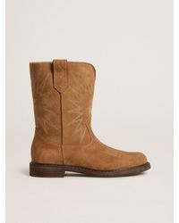 Golden Goose - Bottes Wish Teen En Daim Camel Avec Broderie Étoile, Femme, Taille - Lyst