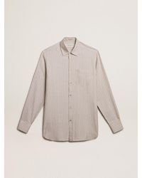 Golden Goose - Viscose-Blend Linen Shirt With Striped Pattern - Lyst