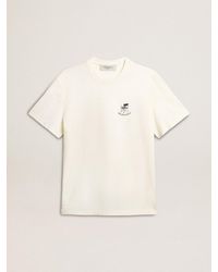 Golden Goose - Cotton T-Shirt With Seasonal Logo Print On The Front - Lyst