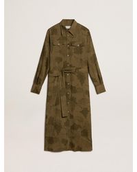 Golden Goose - Viscose And Cotton Shirt Dress With Floral Print - Lyst