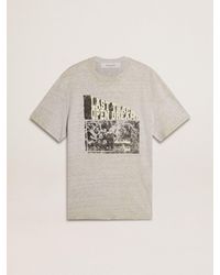 Golden Goose - Vintage-Effect T-Shirt With Print On The Front - Lyst