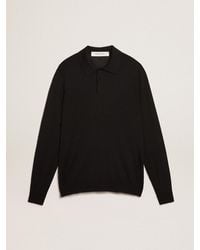 Golden Goose - Polo Noir À Manches Longues Pour Homme En Laine Mérinos, Homme, Taille - Lyst