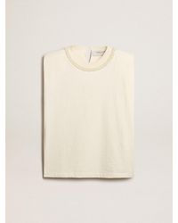 Golden Goose - Aged Sleeveless T-Shirt With Pearl Embroidery - Lyst