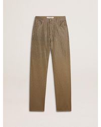 Golden Goose - Khaki Cotton Pants With Gradient Swarovski Effect - Lyst