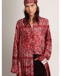 Golden Goose Golden Collection Shirt Dress In Burgundy With Paisley Print - Red