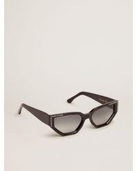 Golden Goose - Occhiali Da Sole Modello Rettangolare Con Montatura Nera E Cristalli, Donna, Taglia - Lyst