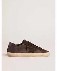 Golden Goose - Super-Star Ltd Pour Homme En Cuir Nubuck Marron Avec Étoile En Cuir Velours Et Contrefort En Cuir Pourpre, Homme, Taille - Lyst