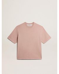 Golden Goose - T-Shirt Di Colore Rosa Cipria Con Logo Reverse Sul Retro - Lyst