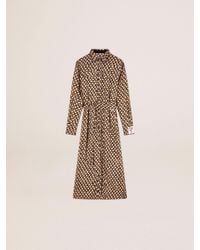 Golden Goose Golden Collection Shirt Dress With Animal Print And Gold Plumetis - Multicolour