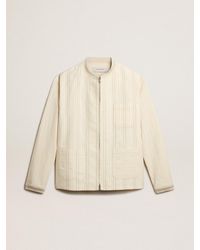 Golden Goose - Ecru-Colored Cotton Jacket With Zip Fastening - Lyst