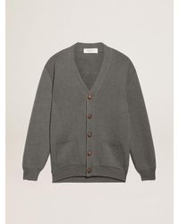 Golden Goose - Mélange Cotton Cardigan With Logo On The Back - Lyst