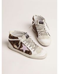 mid star sneakers in leopard print pony skin