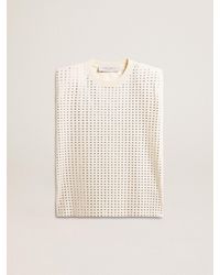Golden Goose - Aged Sleeveless T-Shirt Embellished With Crystals - Lyst