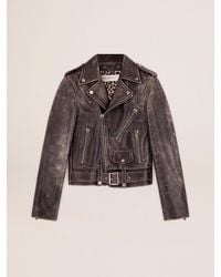 Golden Goose - ’S Leather Biker Jacket - Lyst