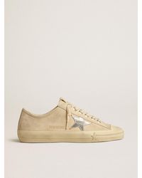 Golden Goose - V-Star Pour Femme En Daim Nacré Avec Étoile En Cuir Lamé Argenté, Femme, Taille - Lyst