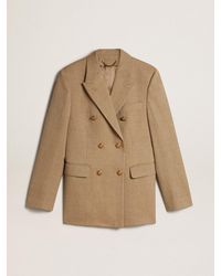 Golden Goose - Pale Beech-Colored Wool Double-Breasted Blazer - Lyst
