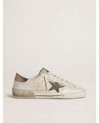 Golden Goose - Super-Star Ltd Pour Homme En Cuir Velours Avec Étoile En Cuir Marron Et Contrefort En Cuir Lamé, Homme, Taille - Lyst