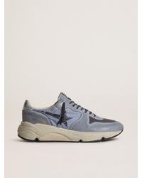 Golden Goose - Running Sole Pour Homme En Nylon Et Cuir Nubuck Bleu Ciel Avec Étoile Noire, Homme, Taille - Lyst