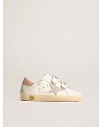 Golden Goose - Old School Young En Cuir Avec Étoile En Daim Gris Et Contrefort Vieux Rose, Femme, Taille - Lyst