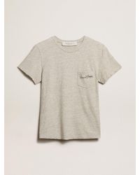 Golden Goose - ’S Melange Cotton T-Shirt With Embroidered Lettering - Lyst