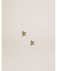 Golden Goose Star Jewelmates Collection Stud Earrings In Old Gold Color With Decorative Crystals - Metallic