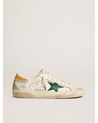 Golden Goose - Super-Star Pour Homme Avec Étoile En Daim Vert Et Contrefort En Cuir Croco Jaune, Homme, Taille - Lyst
