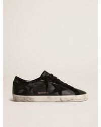 Golden Goose - Super-Star Pour Homme En Cuir Nappa Noir Avec Étoile Et Contrefort En Daim Noir, Homme, Taille - Lyst