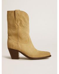 Golden Goose - Bottes Basses Wish Star En Daim Ciré Couleur Sable Avec Broderie À Motif D'Étoile, Femme, Taille - Lyst