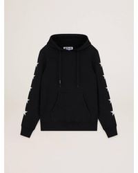 Golden Goose - Felpa Con Cappuccio Alighiero Collezione Star Di Colore Nero Con Stelle Bianche A Contrasto, Uomo, Taglia - Lyst