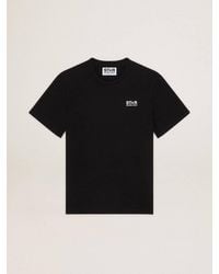 Golden Goose - Magliette vintage nera con logo bianco e stella - Lyst