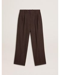 Golden Goose - Pantalon De Jogging Pour Homme En Laine Marron Foncé À Fines Rayures, Homme, Taille - Lyst