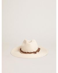 Golden Goose - Parchment-Colored Fedora Hat With Leather Band - Lyst