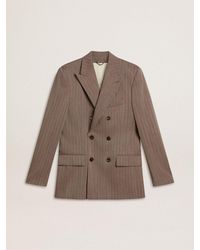 Golden Goose - Chevron Wool Blend Double-Breasted Blazer - Lyst