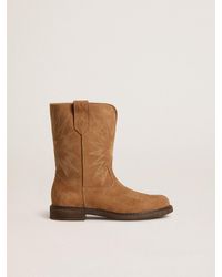 Golden Goose - Bottes Wish Junior En Daim Camel Avec Broderie Étoile, Femme, Taille - Lyst