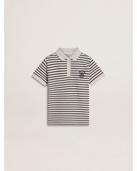 Golden Goose - Boys' Cotton Polo With Stripes And Embroidery - Lyst