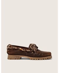 Golden Goose - Mocassins Cruise Pour Homme En Cuir Velours Ciré Marron Avec Lacets Trekking Gris Tourterelle, Homme, Taille - Lyst