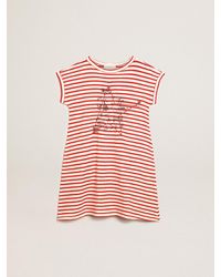 Golden Goose - Mini Dress With And Stripes And Embroidery On The Front - Lyst