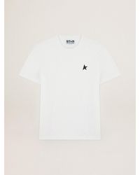 Golden Goose - T-Shirt Blanc Collection Star Avec Étoile Verte Contrastée Sur Le Devant, Homme, Taille - Lyst